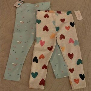 Heart and Bird Print Kids Leggings Set